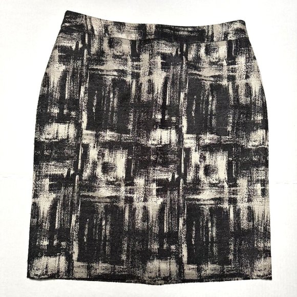 Talbots | Black & Gray Print Design A-Line Skirt w/ Lining | Size 8P - Picture 1 of 8